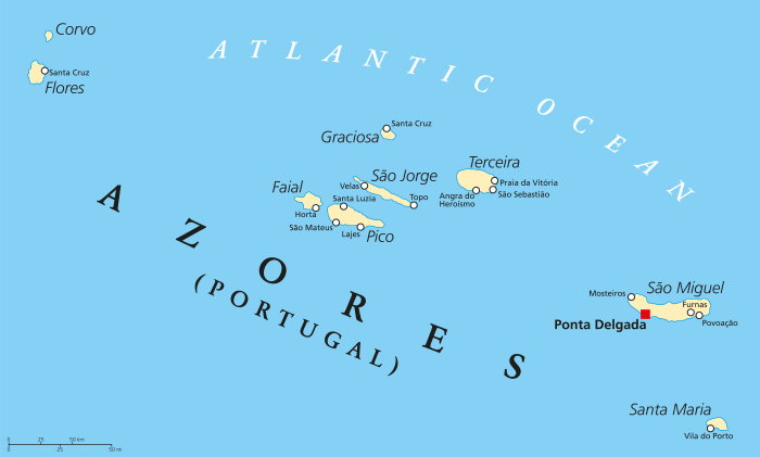 Landkarte Azoren