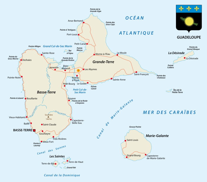 Landkarte Guadeloupe