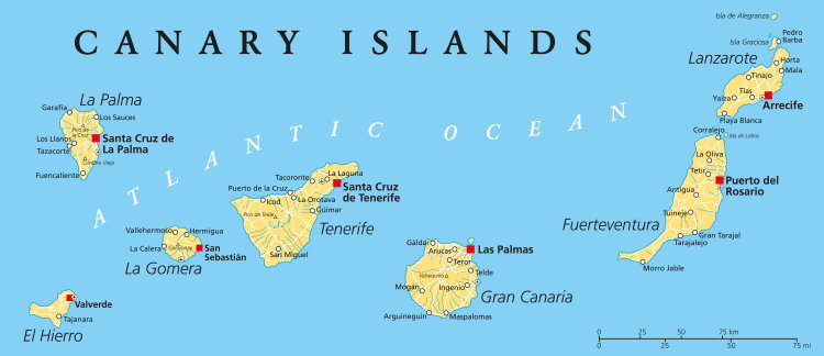 Landkarte Kanarische Inseln